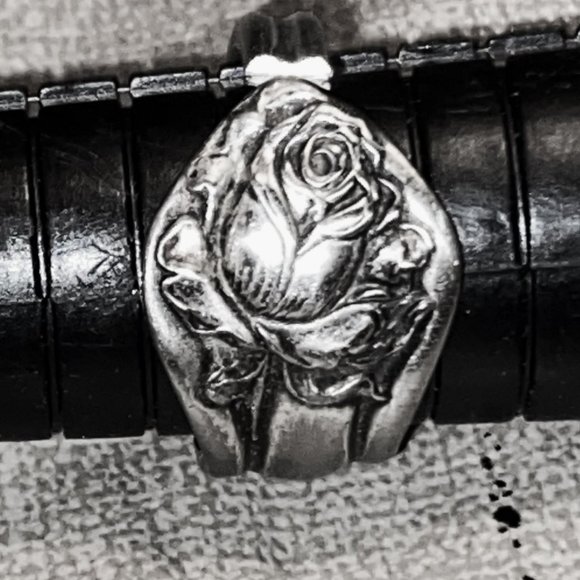 antique Rose Sterling Silver spoon ring from 1902 Stratford teaspoon spoon ring - Picture 1 of 2